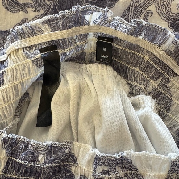 Blue Paisley Off-Shoulder Dress - Picture 3 of 4